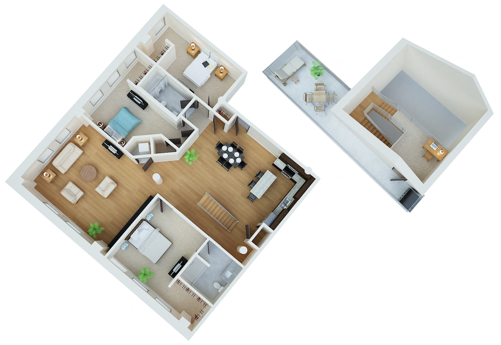 Floor plan for 3 beds, 2 baths, 2118 sqft